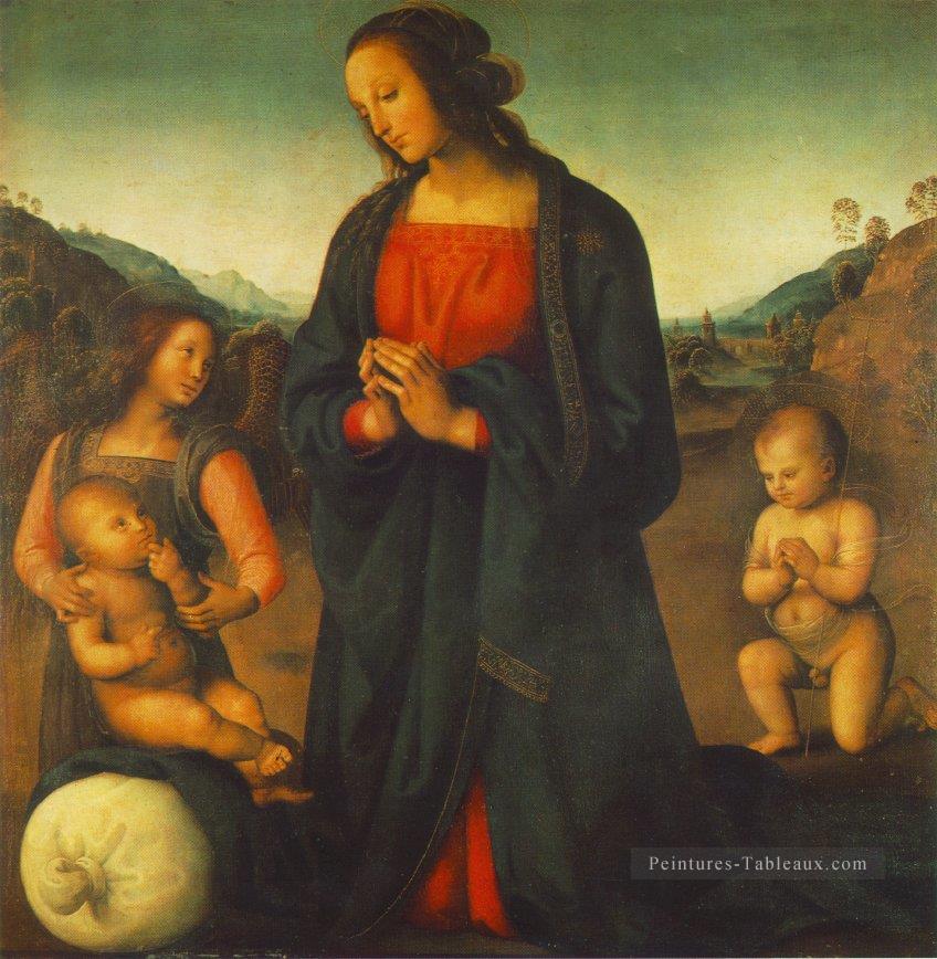 Vierge à l’ange et au petit saint Jean adorant l’enfant Madonna del sacco Pietro Perugino Peintures à l'huile